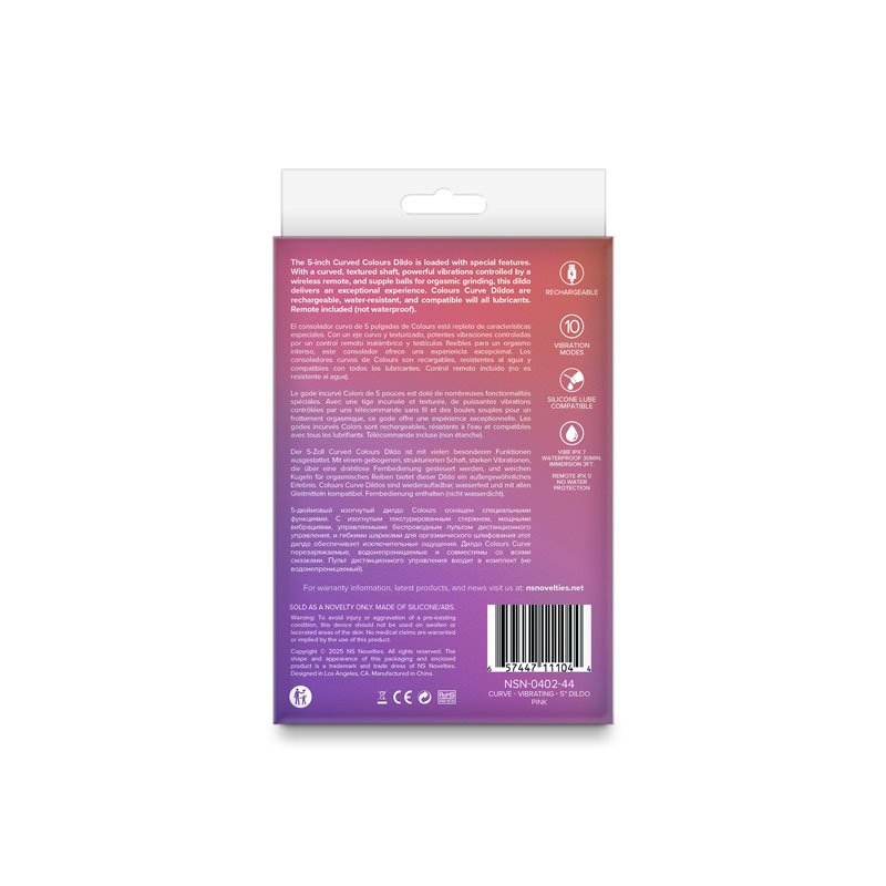 colours-curve-vibrating-5-dildo-pink Colours Curve Vibrating 5" Dildo - Pink - Image 1