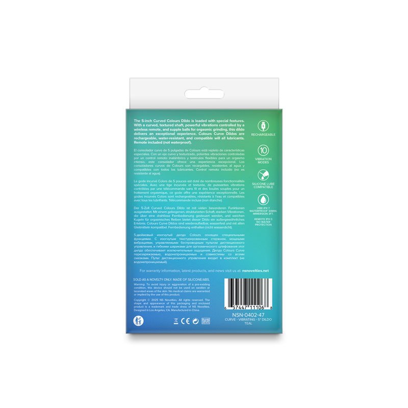 colours-curve-vibrating-5-dildo-teal Colours Curve Vibrating 5" Dildo - Teal - Image 1