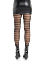 Cosima Striped Net Tights - Os - Black - Image 2