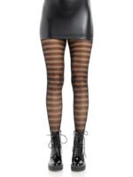 Cosima Striped Net Tights - Os - Black