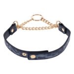 Cougar Day Collar – Animal-Print Faux Leather with Gold Hardware – Blue - Image 2