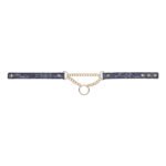 Cougar Day Collar – Animal-Print Faux Leather with Gold Hardware – Blue - Image 3