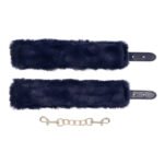 Cougar Fur Handcuffs – Blue Faux Fur with Gold-Plated Hardware - Image 4