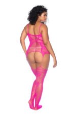 Curvy Aria Fishnet Body Stocking - X - Pink - Image 2
