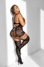 Curvy Ella Fishnet Body Stocking -X - Black - Image 2