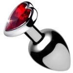 Red Heart Gem Anal Plug – Small, Aluminum, Red - Image 2
