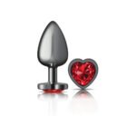 Deep Red Heart Gem Gunmetal Metal Plug - Lg - Image 2