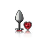 Deep Red Heart Gem Gunmetal Metal Plug - Md - Image 2