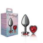 Deep Red Heart Gem Gunmetal Metal Plug - Md