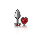 Deep Red Heart Gem Gunmetal Metal Plug - Sm - Image 2
