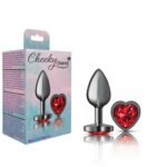Deep Red Heart Gem Gunmetal Metal Plug - Sm