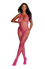 Diamond Net Bodystocking - One Size - Neon Pink - Image 2