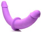 Double Charmer Silicone Double Dildo With Harness - Purple - Image 6