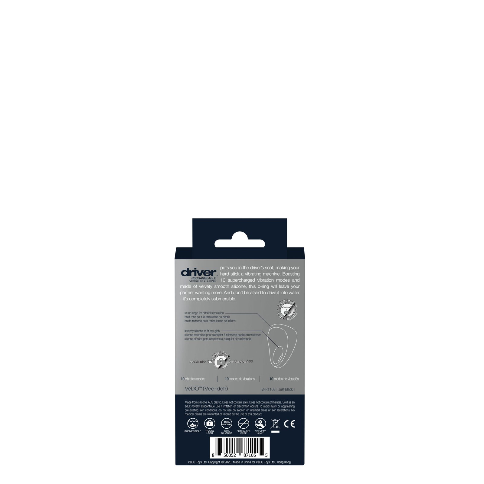 driver-rechargeable-vibrating-c-ring-black Driver Rechargeable Vibrating C-Ring - Black - Image 1