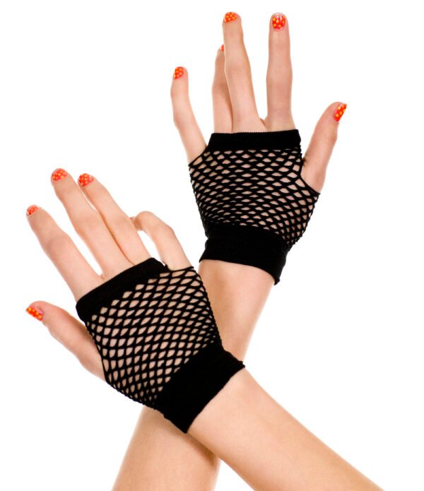 Thick Diamond Net Gloves - Black