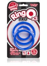 RingO Pro X3 Stretchy Silicone Cock Ring Set – Blue - Image 3