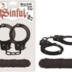 Sinful Metal Cuffs With Keys & - Love Rope - Black
