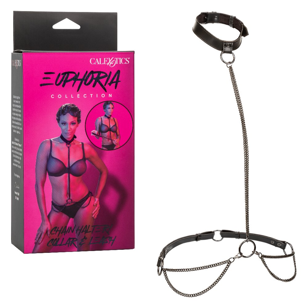 euphoria-collection-chain-haltercollar-and-leash-black Euphoria Collection Chain Halter/collar and Leash - Black - Image 1