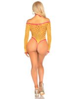 Eyelet Net Teddy With Tie-Front Keyhole Detail O/s - Neon Orange - Image 2