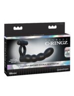 Fantasy C-Ringz Posable Partner Double Penetrator Vibrating Cock Ring – Black