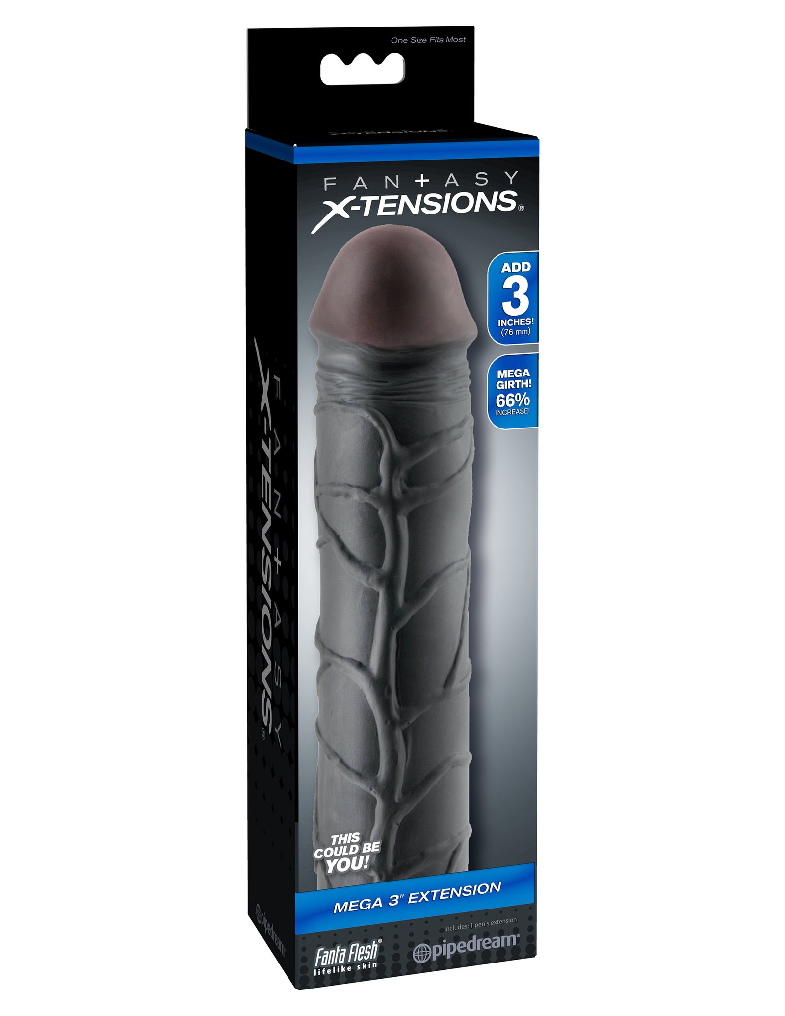 fantasy-x-tension-mega-3-inch-extension-black Fantasy X-Tension Mega 3-Inch Extension - Black - Image 1