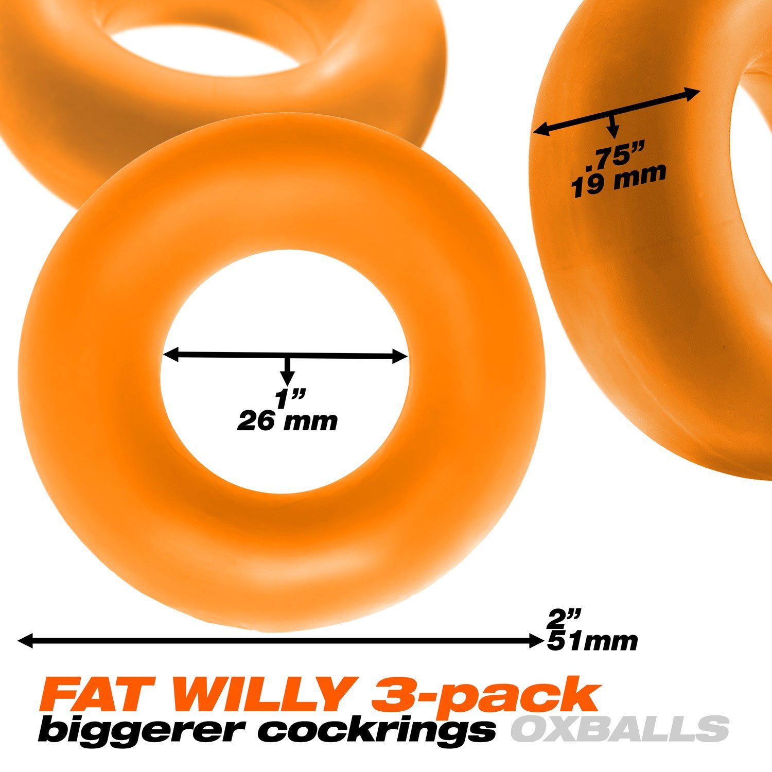 fat-willy-3-pack-jumbo-cockring-orange Fat Willy 3-Pack Jumbo Cockring - Orange - Image 1