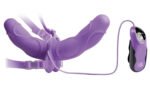 Fetish Fantasy Elite Vibrating Double Delight Strap-on - Purple - Image 2