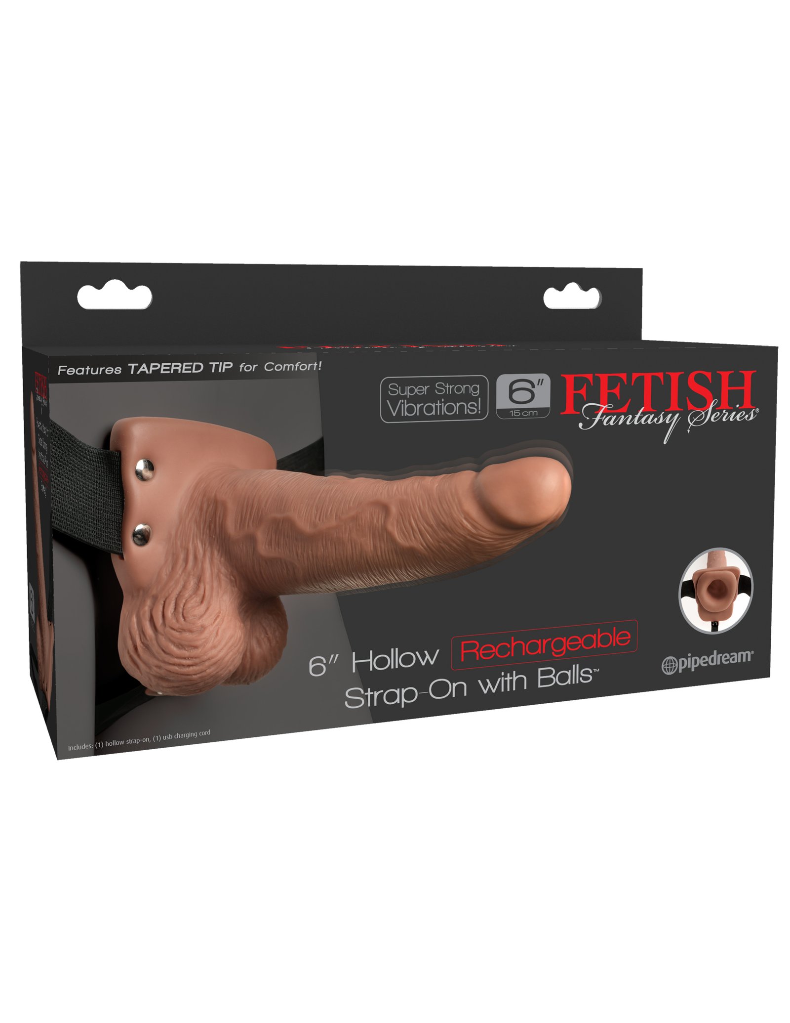 fetish-fantasy-series-6-inch-hollow-rechargeable-strap-on-with-balls-tan Fetish Fantasy Series 6 Inch Hollow Rechargeable Strap-on With Balls - Tan - Image 1