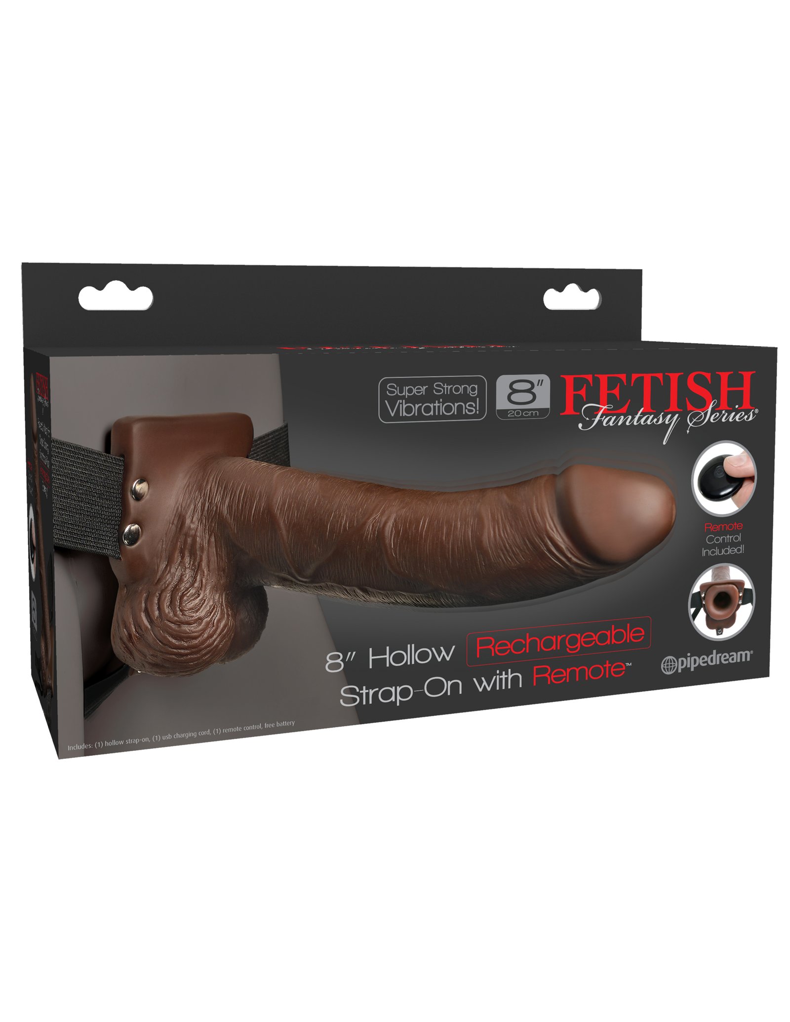 fetish-fantasy-series-8-inch-hollow-rechargeable-strap-on-with-remote-brown Fetish Fantasy Series 8 Inch Hollow Rechargeable Strap-on With Remote - Brown - Image 1