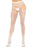Fishnet Suspender Hose With Scalloped Trim - One Size - White - Image 4