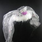 Flashing Bride-to-Be Tiara With a White Fur Veil