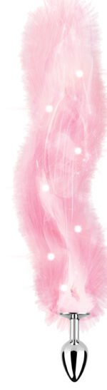 Foxy Tail - Light Up Faux Fur Butt Plug - Pink Plug - Pink - Image 3