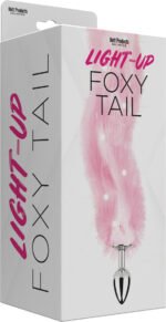 Foxy Tail - Light Up Faux Fur Butt Plug - Pink Plug - Pink - Image 4