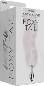 Foxy Tail Light Up Faux Fur Anal Plug – White - Image 2