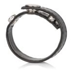 Leather Black 3-Snap Adjustable Ring - Image 2