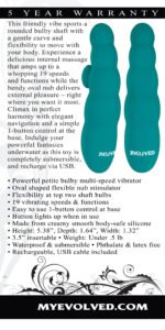 G-Spot Perfection Rechargeable Multi-Speed Vibrator with Dual Stimulators – Teal - Image 7