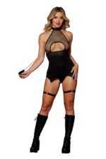 Garter Slip and Leash - One Size - Black - Image 2