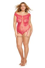 Garter Teddy – Queen Size – Watermelon Pink - Image 2