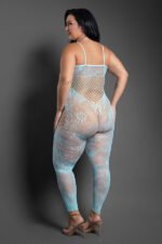 Dream of Me Footless Open Crotch Bodystocking – Queen – Light Blue - Image 3
