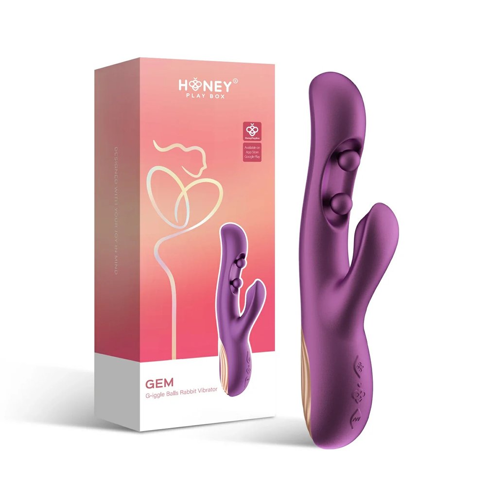 gem-app-control-g-iggle-balls-rabbit-vibrator-purple Gem - App Control G-Iggle Balls Rabbit Vibrator - Purple - Image 1