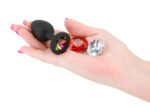 Glams Xchange Round Anal Plug Small Black Silicone with Swappable Gems - Image 2