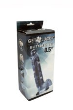 Glitter Dick 8.5" Realistic Dildo – Clear with Platinum Glitter - Image 5