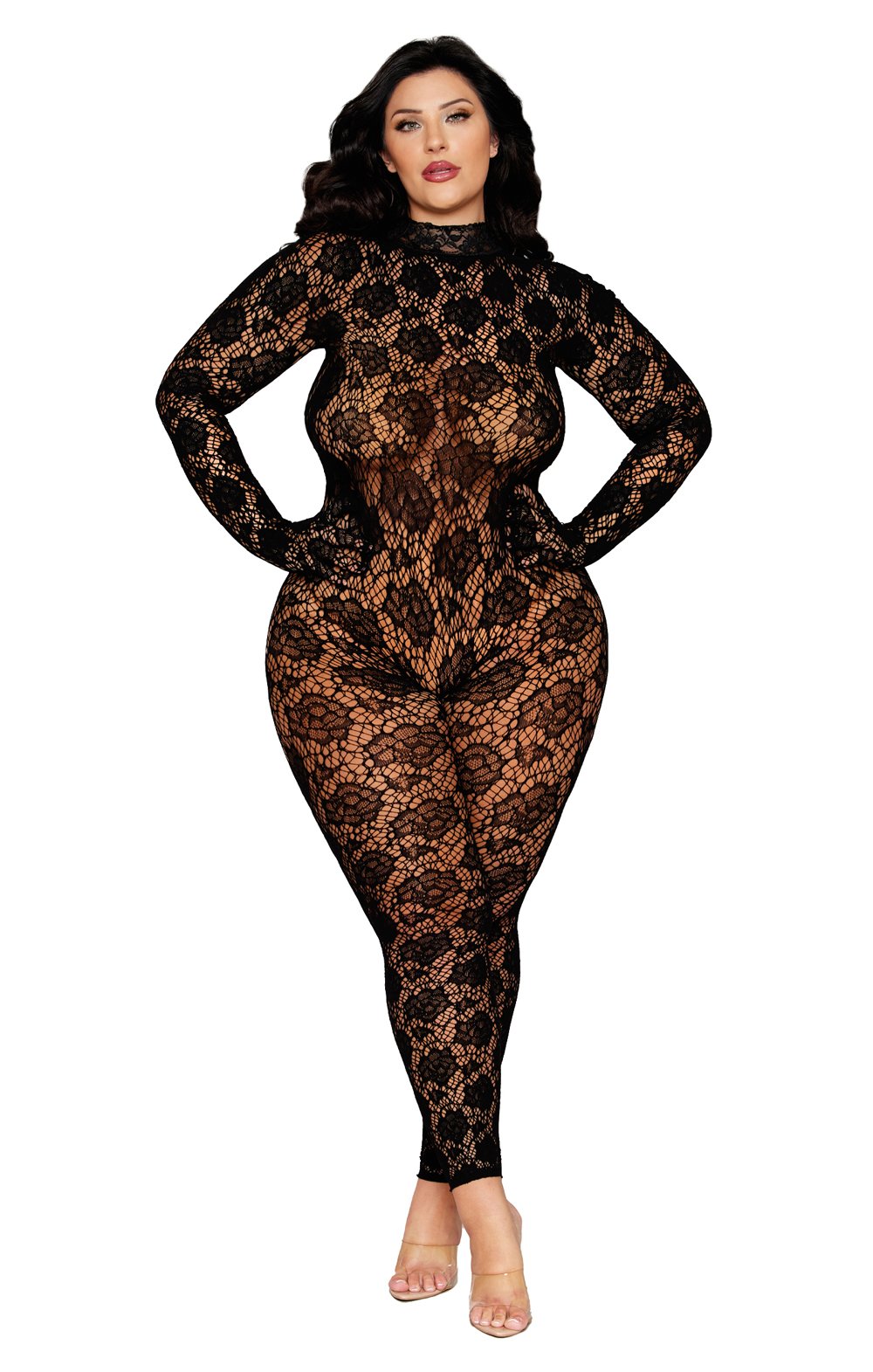 gloved-bodystocking-dmnd-queen-size-black Gloved Bodystocking Dmnd - Queen Size - Black - Image 1