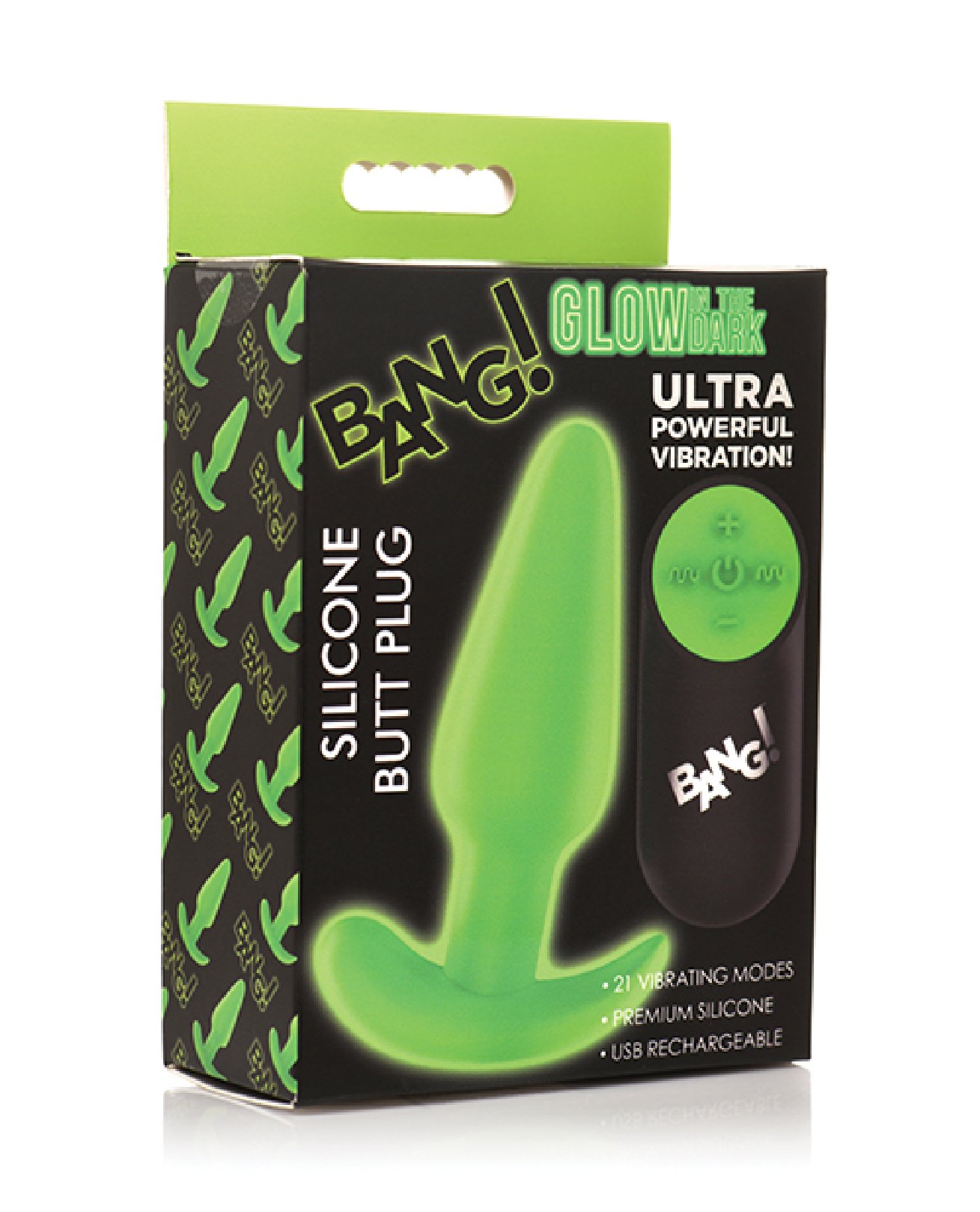 glow-in-the-dark-butt-plug-with-remote-green Glow in the Dark Butt Plug With Remote - Green - Image 1