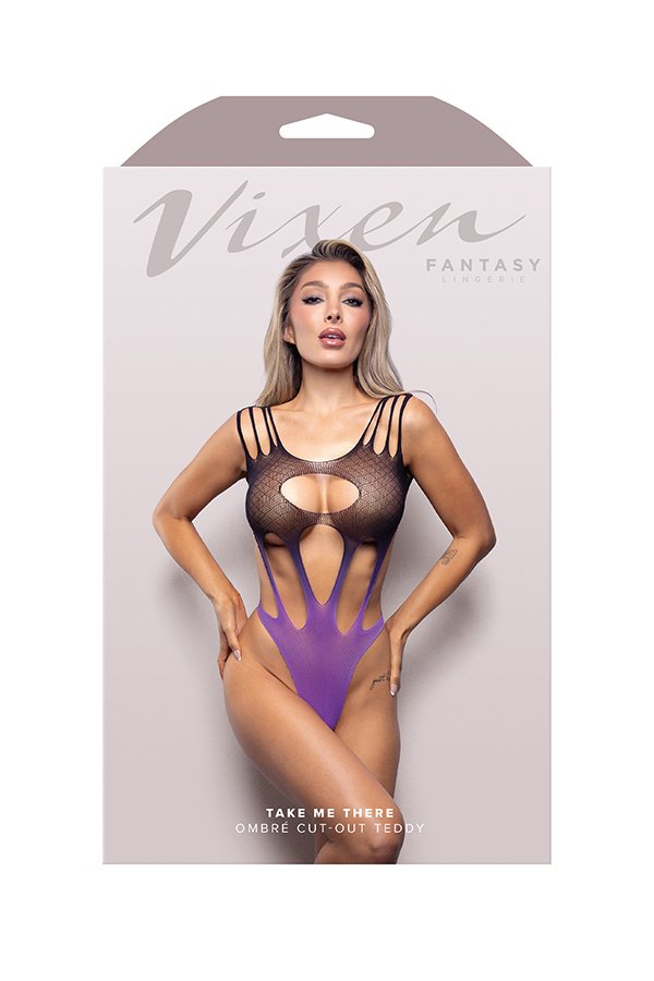 Take Me There Ombre Cut-Out Teddy - Os - Black/purple