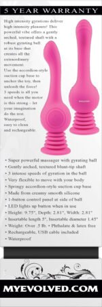Gyro Vibe Rechargeable Vibrator with Gyrating Ball and Suction Cup Base – Pink - Image 6