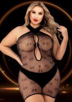 Halter Top Mini Dress - Queen Size - Black - Image 2