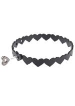 Heart Day Collar – Black Faux Leather Choker with Heart-Hex Key Lock - Image 4
