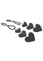 Heart Nipple Ties – Black Faux Leather