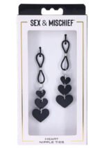 Heart Nipple Ties – Black Faux Leather - Image 3
